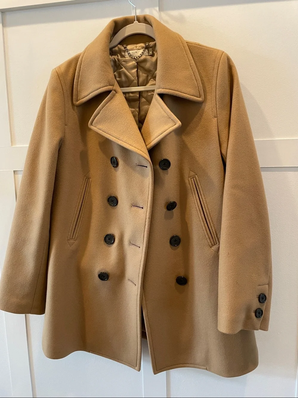 J. Crew womens Double-Breasted Camel Peacoat thinsulate